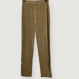 Chico's Travelers Gold Liquid Knit Pants 00 Regular US 2 70s Glam Evening Wear